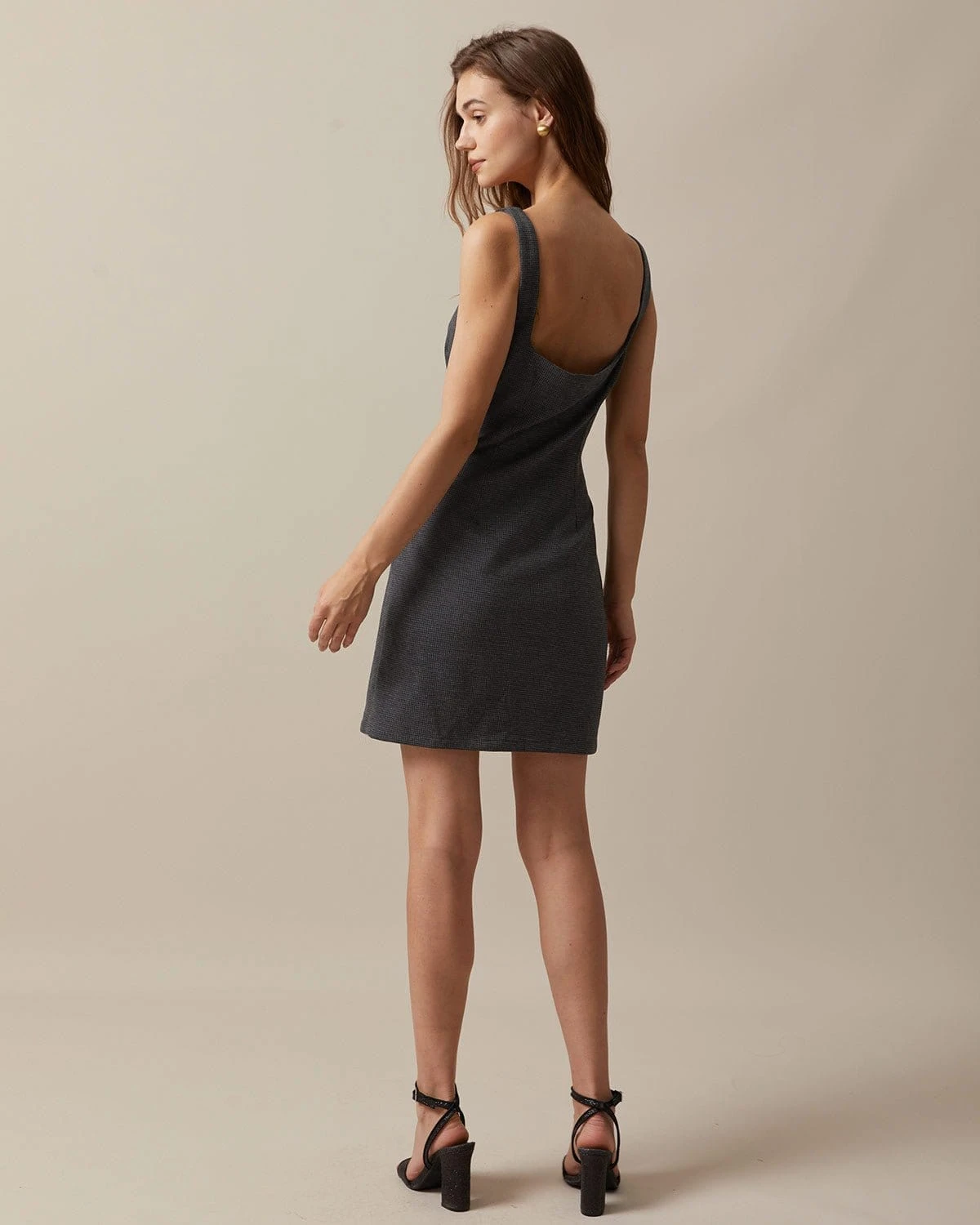 The Black Square Neck Sleeveless Mini Dress 4 The Black Square Neck Sleeveless Mini Dress - Image 4