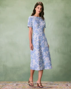 The Blue Round Neck Floral Midi Dress 12 The Blue Round Neck Floral Midi Dress -Deals Dress N Swimwear Store 0327RIHOAS 12 1