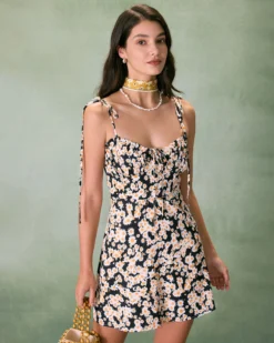 The Black Ruched Daisy Slip Mini Dress -Deals Dress N Swimwear Store 0327RIHOAS 131