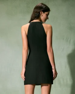 The Black Halter A-line Mini Dress 11 The Black Halter A-line Mini Dress -Deals Dress N Swimwear Store 0327RIHOAS 1673 1