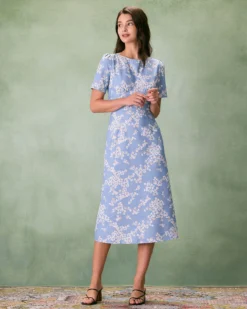 The Blue Round Neck Floral Midi Dress 13 The Blue Round Neck Floral Midi Dress -Deals Dress N Swimwear Store 0327RIHOAS 18 2