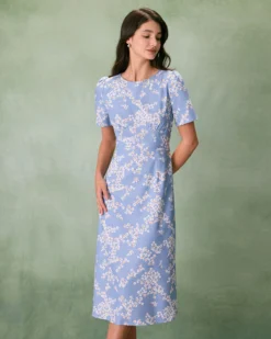 The Blue Round Neck Floral Midi Dress 11 The Blue Round Neck Floral Midi Dress -Deals Dress N Swimwear Store 0327RIHOAS 25