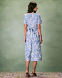 The Blue Round Neck Floral Midi Dress 14 The Blue Round Neck Floral Midi Dress -Deals Dress N Swimwear Store 0327RIHOAS 51