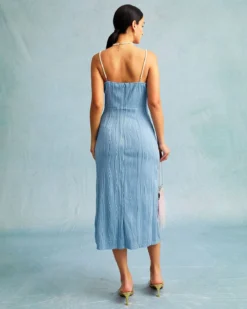 The Blue Wave Textured Pearl Strap Midi Dress -Deals Dress N Swimwear Store 0415 31627 941442