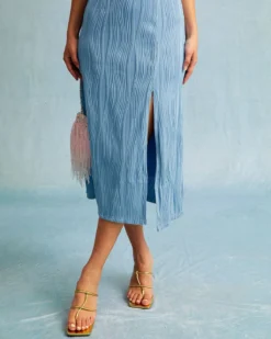 The Blue Wave Textured Pearl Strap Midi Dress -Deals Dress N Swimwear Store 0415 31682 970775