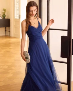 The Navy V Neck Mesh Wrap Maxi Dress 9 The Navy V Neck Mesh Wrap Maxi Dress -Deals Dress N Swimwear Store 0421RIHOAS 1139