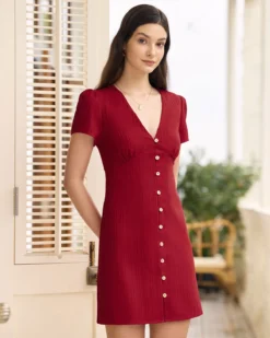The Red V Neck Button Mini Dress 7 The Red V Neck Button Mini Dress -Deals Dress N Swimwear Store 0421RIHOAS 2356 7d7de32d 9784 4b09 8a30 4c65f34d8767
