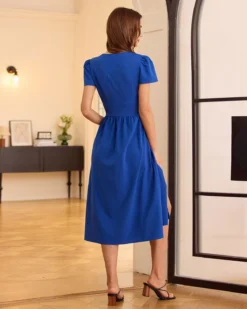 The Navy V Neck Wrap Midi Dress 14 The Navy V Neck Wrap Midi Dress -Deals Dress N Swimwear Store 0421RIHOAS 920