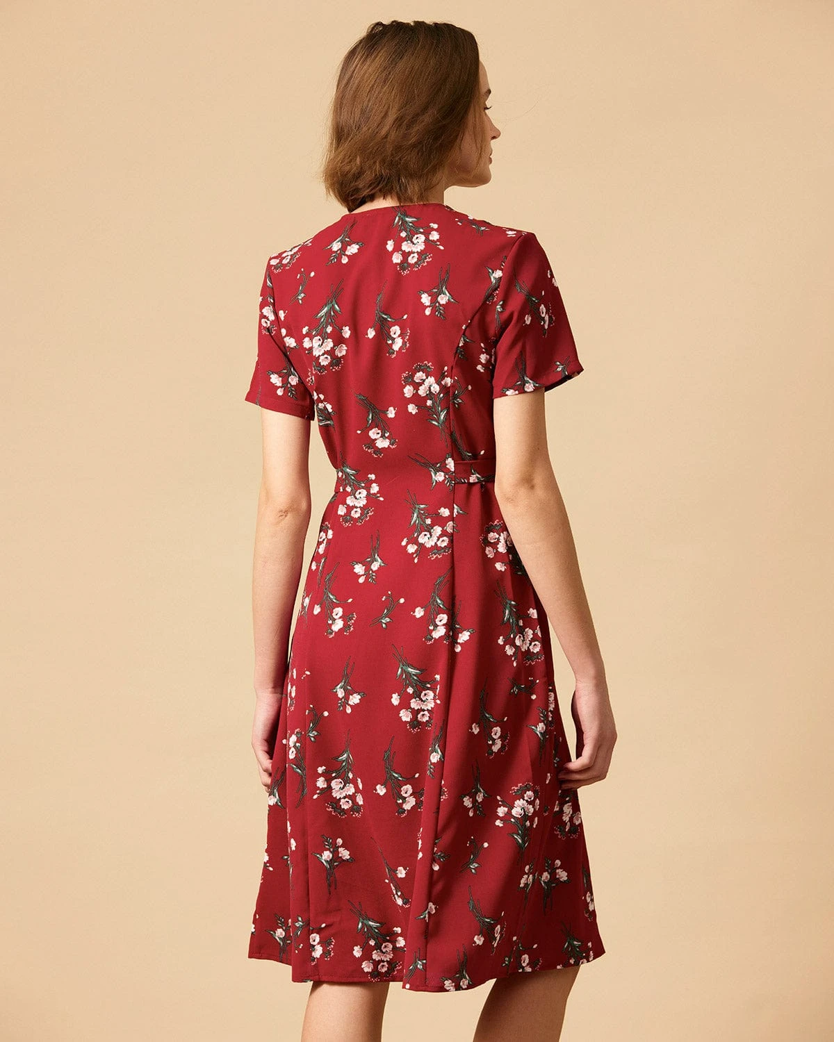The V Neck Knotted Floral Midi Dress 5 The V Neck Knotted Floral Midi Dress - Image 5