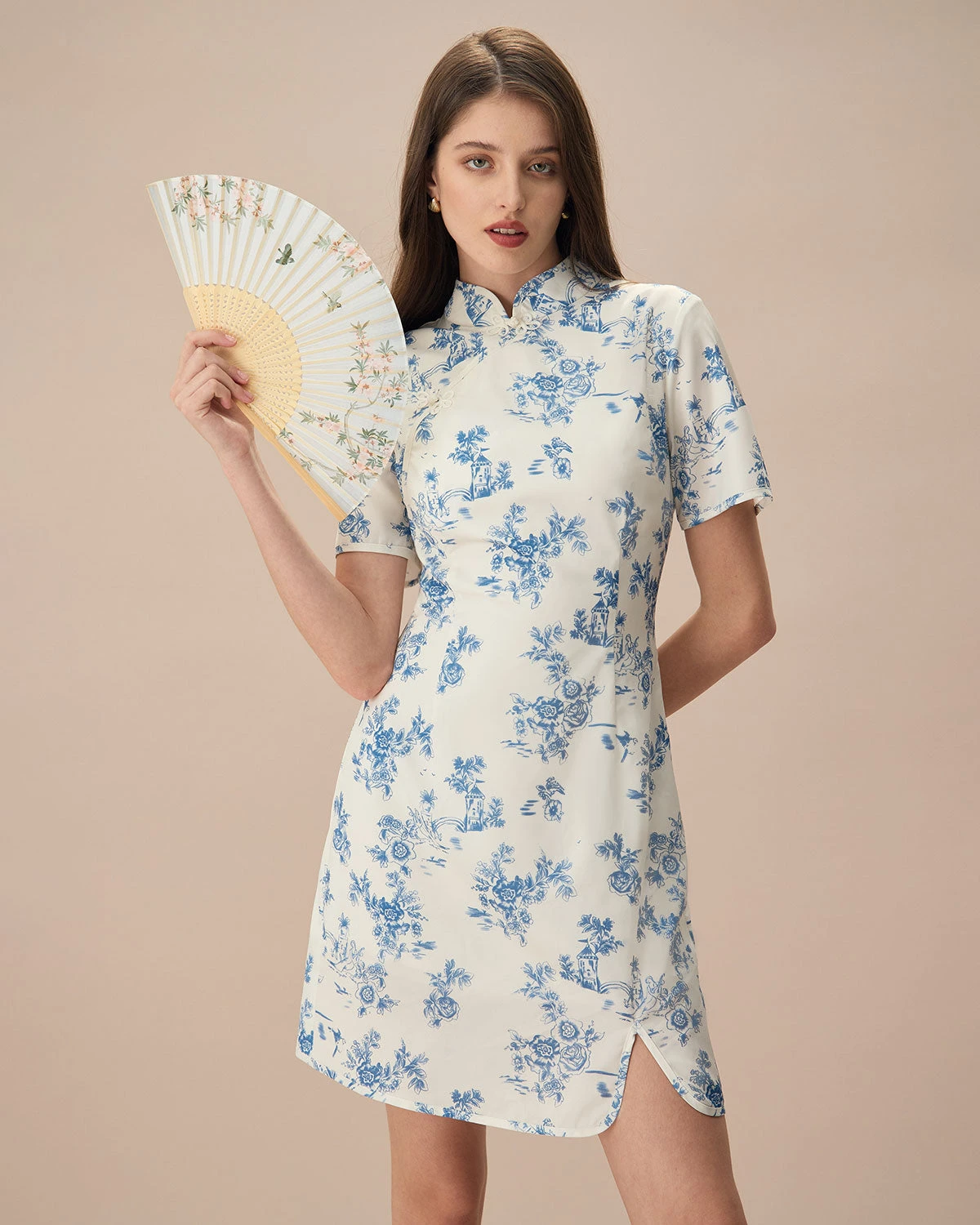 The Blue Mandarin Collar Floral Cheongsam 1 The Blue Mandarin Collar Floral Cheongsam