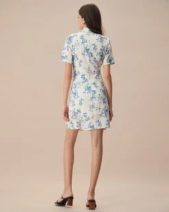 The Blue Mandarin Collar Floral Cheongsam 12 The Blue Mandarin Collar Floral Cheongsam -Deals Dress N Swimwear Store 0522Rihoas 1189