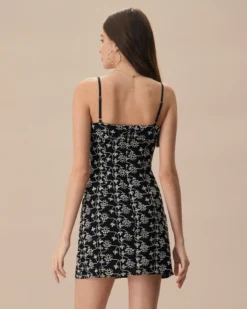 The Black Floral Embroidery Cotton Slip Mini Dress -Deals Dress N Swimwear Store 0522Rihoas 2418 2