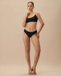 The Black Contrast Ribbed Bikini Top -Deals Dress N Swimwear Store 0529Rihoas 448