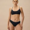 The Black Contrast Ribbed Bikini Top