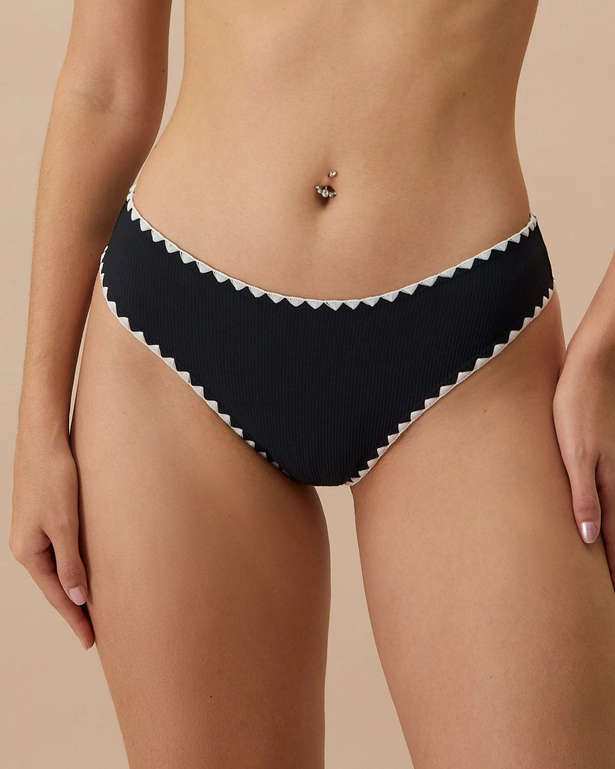 The Black Contrast Ribbed Bikini Bottom 1 The Black Contrast Ribbed Bikini Bottom