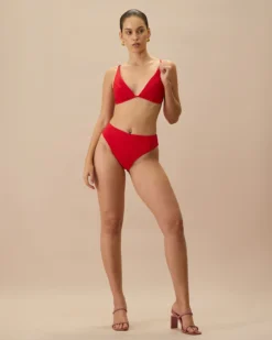 The Red Ribbed Cross Back Bikini Top -Deals Dress N Swimwear Store 0529Rihoas 680