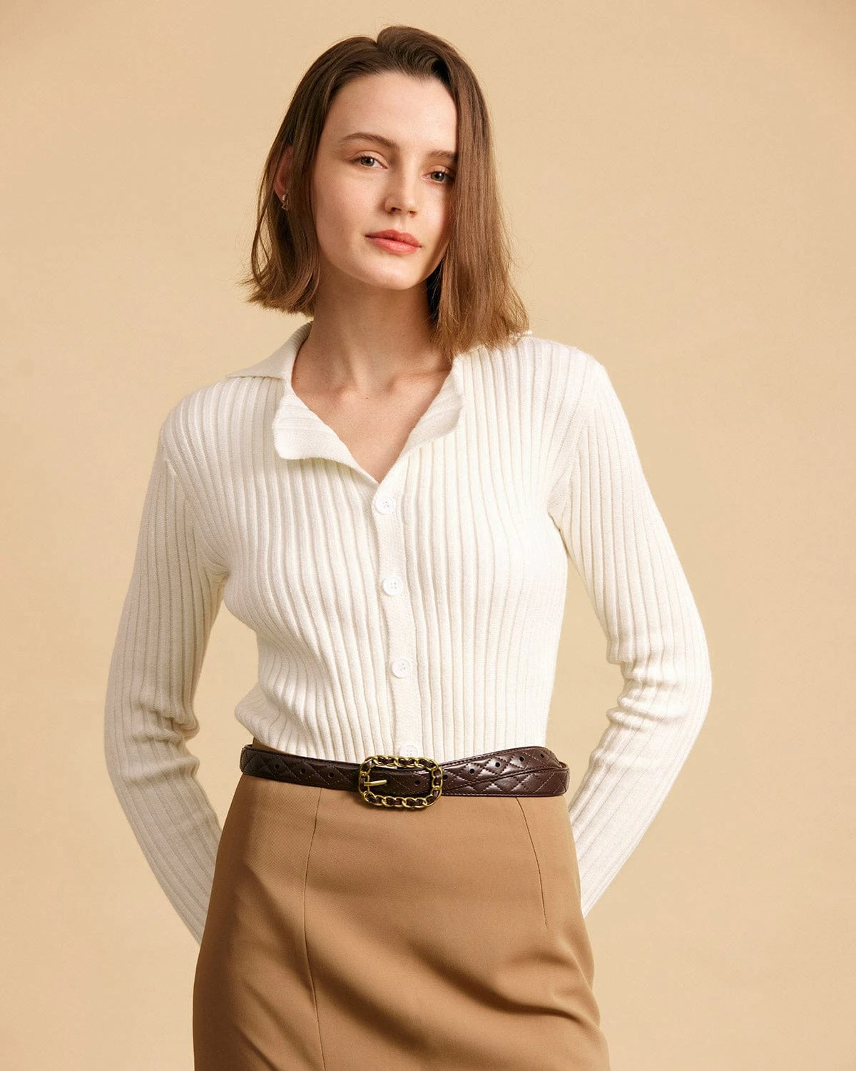 The Solid Collared Ribbed Knit Tops 1 The Solid Collared Ribbed Knit Tops