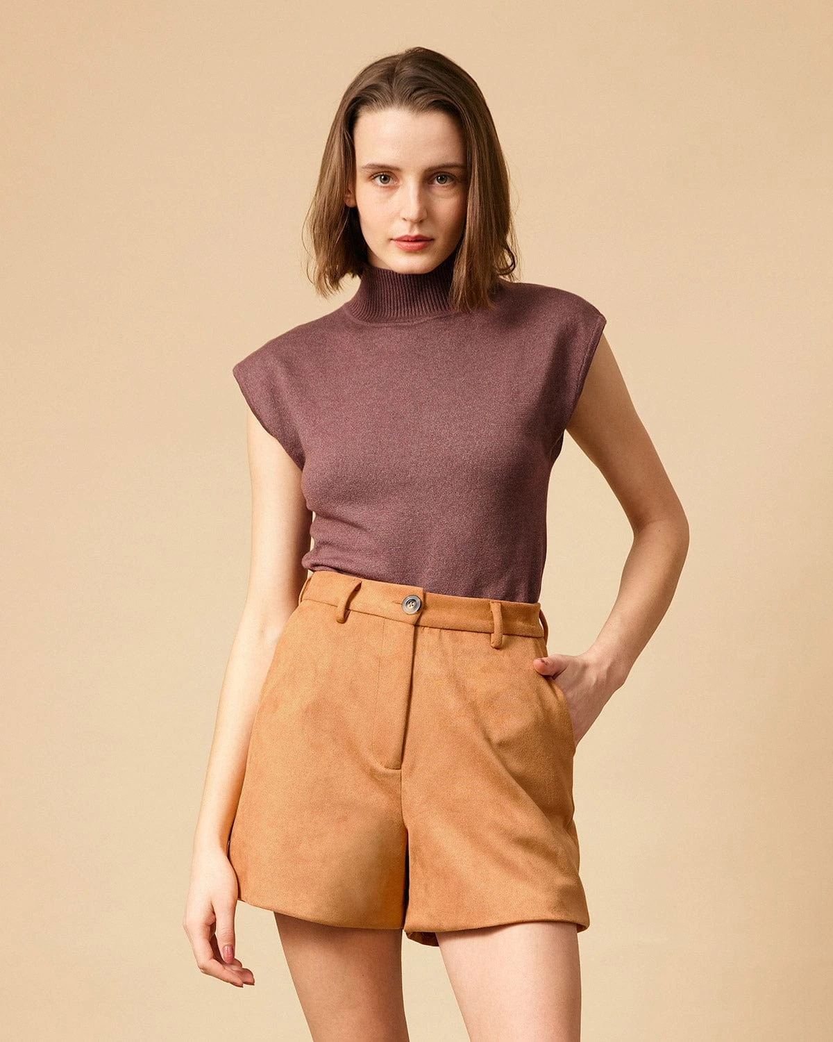 The Solid High Waisted Suede Shorts 4 The Solid High Waisted Suede Shorts - Image 4