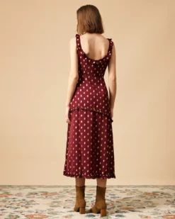 The Polka Dot Sleeveless Slit Midi Dress 12 The Polka Dot Sleeveless Slit Midi Dress -Deals Dress N Swimwear Store 0737