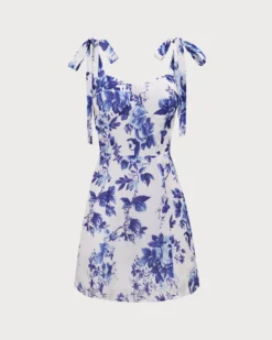 The Blue Floral Tie Strap Mini Dress -Deals Dress N Swimwear Store 0 014159d4 688e 4a98 a41c 6403b2cee8c0