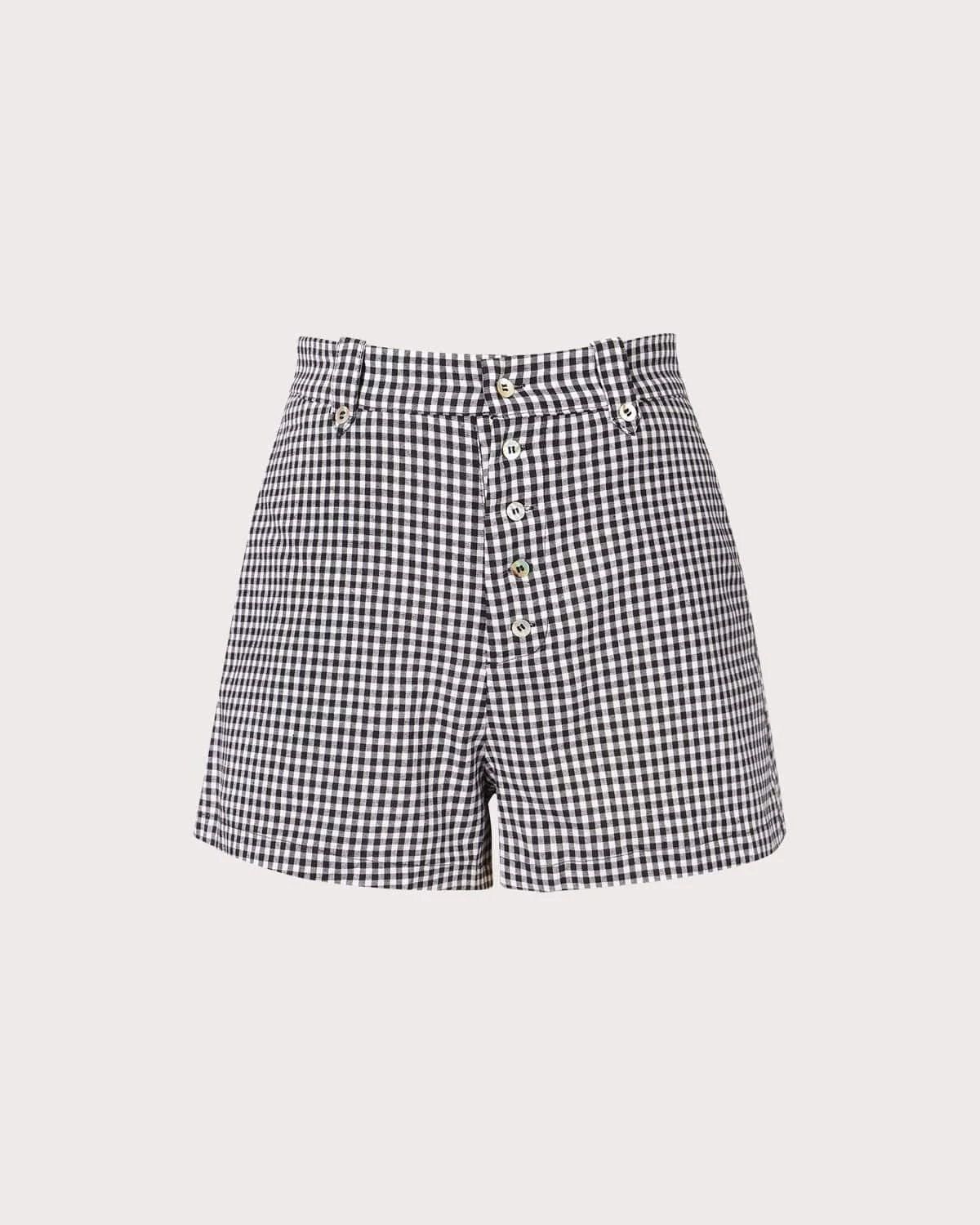 The Black High Waisted Button Up Plaid Shorts 6 The Black High Waisted Button Up Plaid Shorts - Image 6