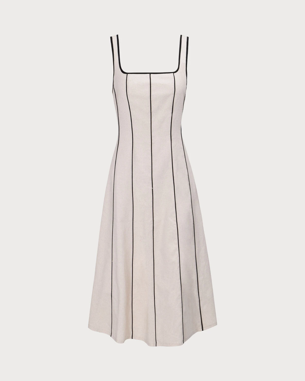 The Khaki Square Neck Contrast Midi Dress 7 The Khaki Square Neck Contrast Midi Dress - Image 7