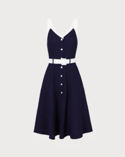 The Navy V Neck Colorblock Belted Midi Dress -Deals Dress N Swimwear Store 0 0c87316e 18cb 4975 a0d1 4c83abc51005