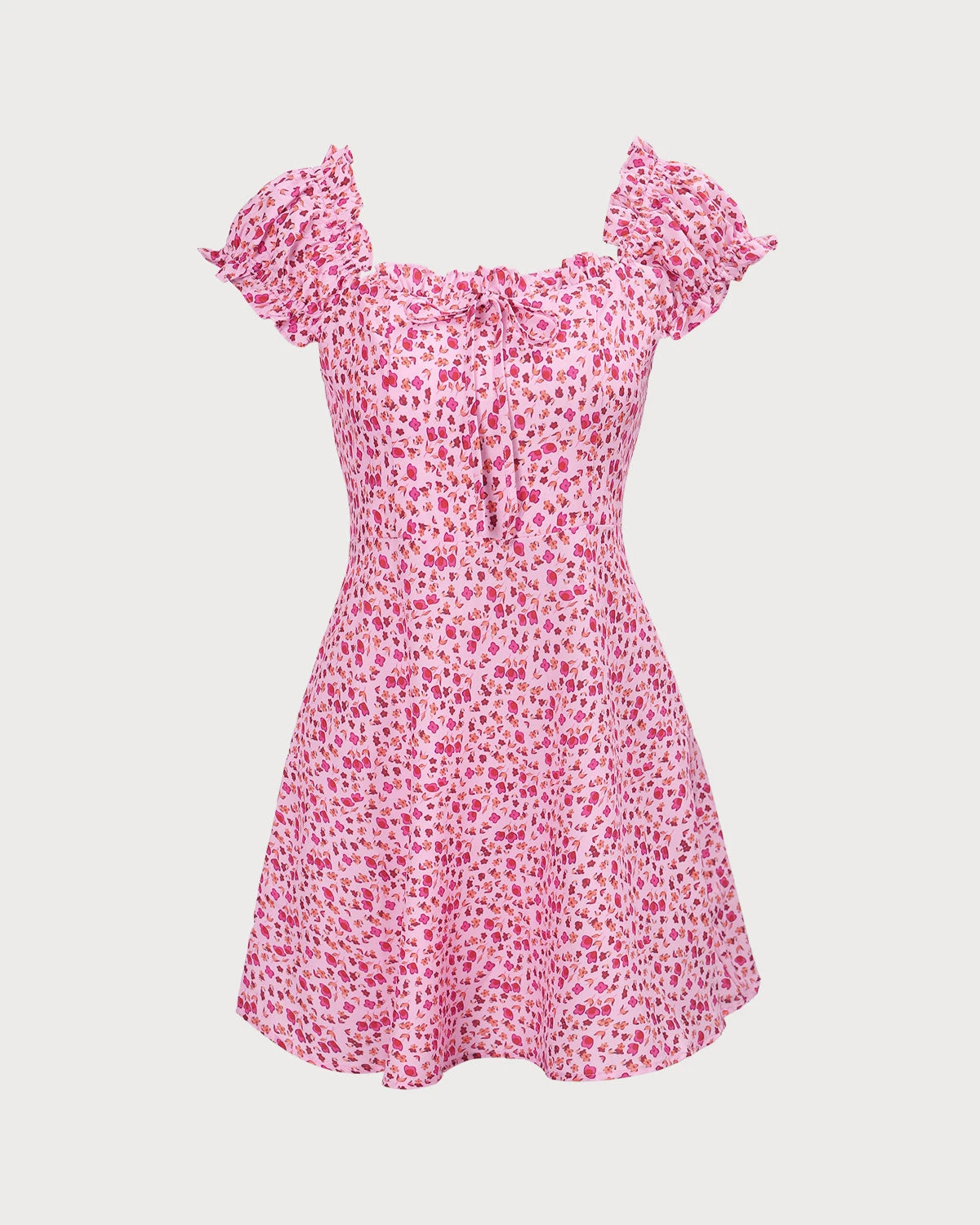 The Pink Square Neck Puff Sleeve Floral Mini Dress 7 The Pink Square Neck Puff Sleeve Floral Mini Dress - Image 7