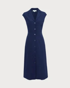 The Navy V Neck Button Cap Sleeve Midi Dress -Deals Dress N Swimwear Store 0 1acd2525 a02d 4cbf 9350 6b1379016ef5 931490