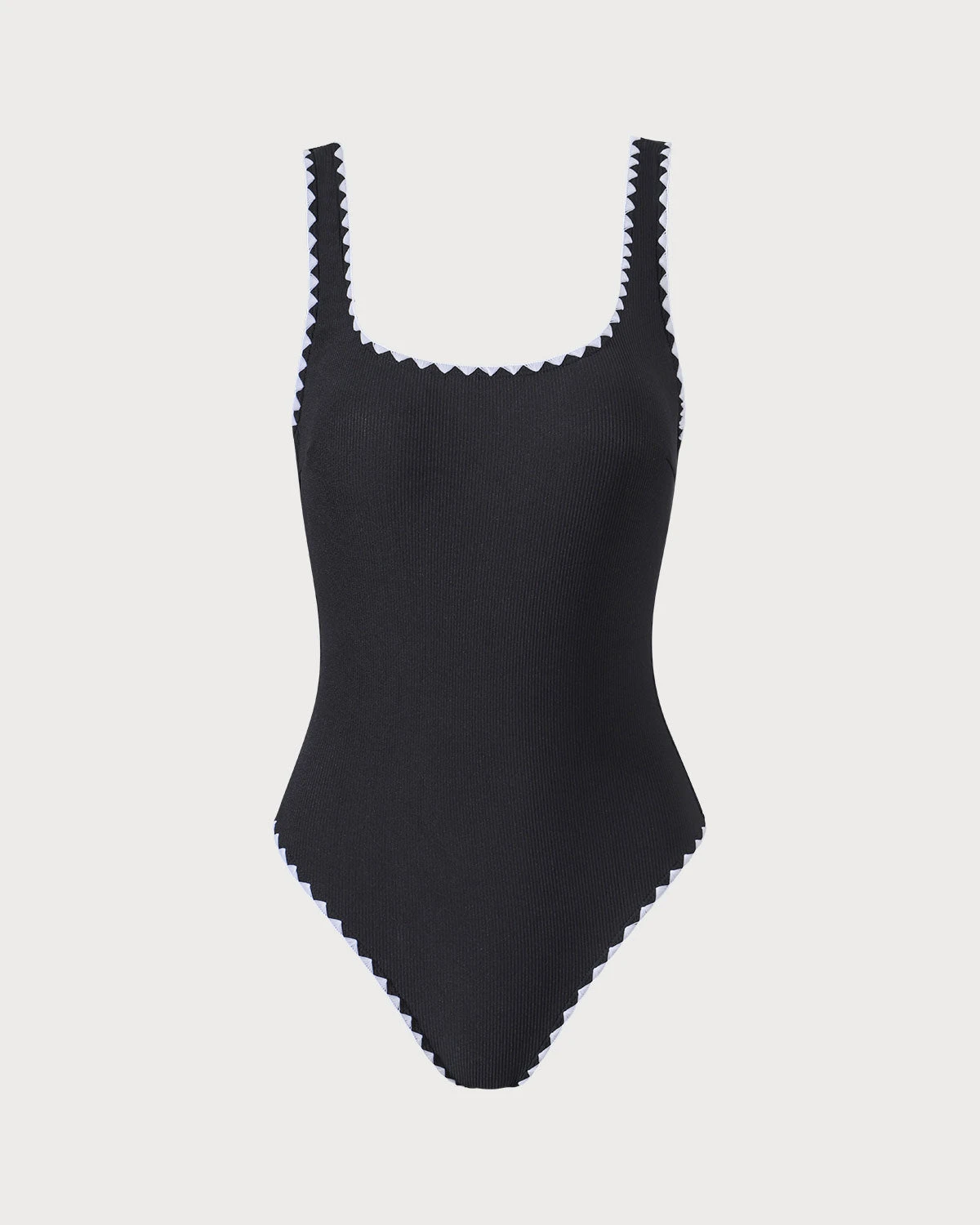 The Black Contrast Ribbed One-Piece Swimsuit 5 The Black Contrast Ribbed One-Piece Swimsuit - Image 5