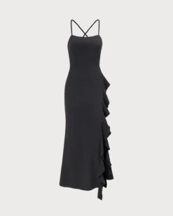 The Black Ruffle Cross Back Strap Maxi Dress 14 The Black Ruffle Cross Back Strap Maxi Dress -Deals Dress N Swimwear Store 0 329ec8fe 33ed 45fb ab14 240425aac253
