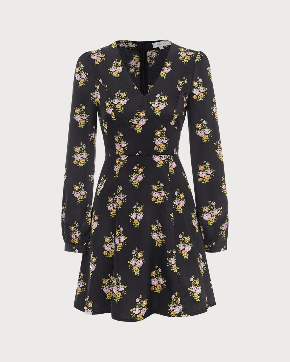 The Black V Neck Satin Long Sleeve Mini Dress 6 The Black V Neck Satin Long Sleeve Mini Dress - Image 6