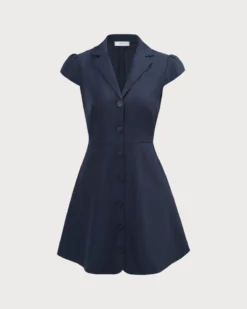 The Navy Lapel Cap Sleeve Button-up Mini Dress -Deals Dress N Swimwear Store 0 3f2ae5c7 c4b6 4ab5 8f4d e4bcbc2e5e65