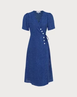 The Blue V Neck Polka Dot Wrap Midi Dress 14 The Blue V Neck Polka Dot Wrap Midi Dress -Deals Dress N Swimwear Store 0 41a3dff3 4cbc 4ed5 87ae ed21f24cb444 996573