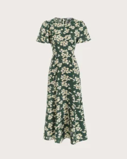 The Green Round Neck Short Sleeve Floral Midi Dress -Deals Dress N Swimwear Store 0 56e29a58 525e 412d bdc4 1339dbdcecfc 693661