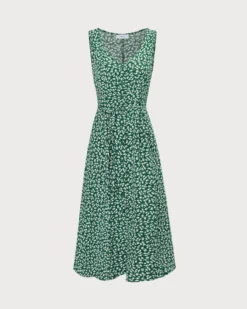 The Green V Neck Floral Button Midi Dress -Deals Dress N Swimwear Store 0 60620576 1b5b 4034 9cc9 2b705ee591e7