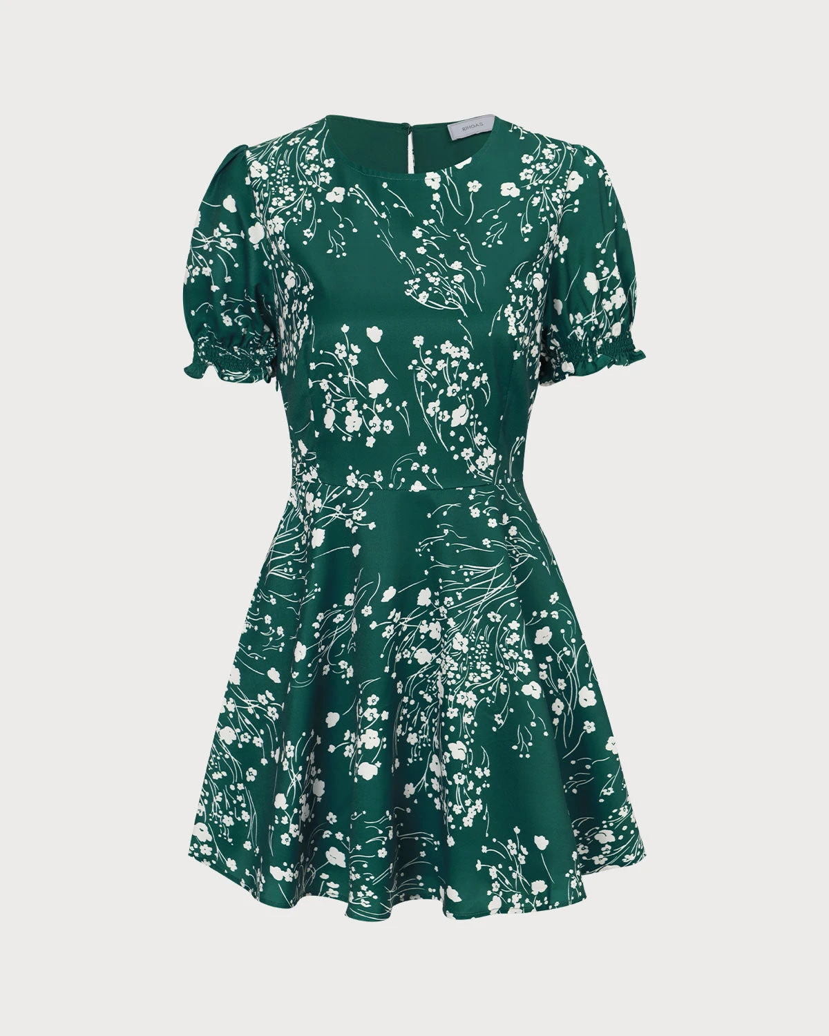 The Green Round Neck Floral Mini Dress 4 The Green Round Neck Floral Mini Dress - Image 4