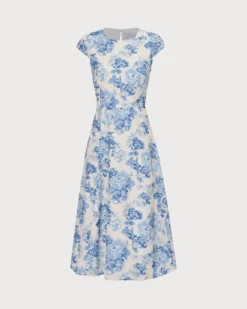 The Blue Round Neck Cap Sleeve Floral Midi Dress 13 The Blue Round Neck Cap Sleeve Floral Midi Dress -Deals Dress N Swimwear Store 0 64063a0e d2bb 4f56 8705 4dc6491b3122