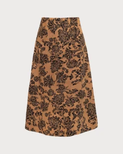 The Brown High Waist Floral Suede Midi Skirt -Deals Dress N Swimwear Store 0 6aab75f3 9daa 4649 9d48 163d7165d508