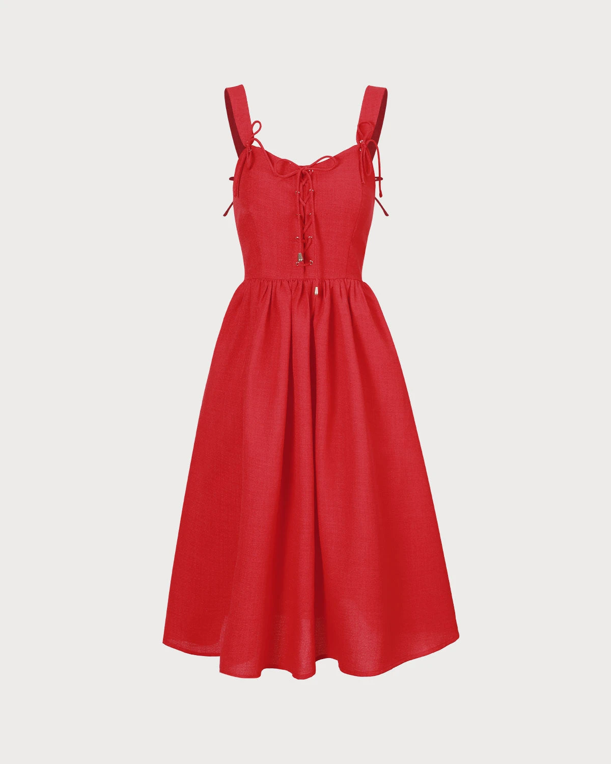 The Red Sweetheart Neck Criss Cross Ruched Midi Dress 5 The Red Sweetheart Neck Criss Cross Ruched Midi Dress - Image 5