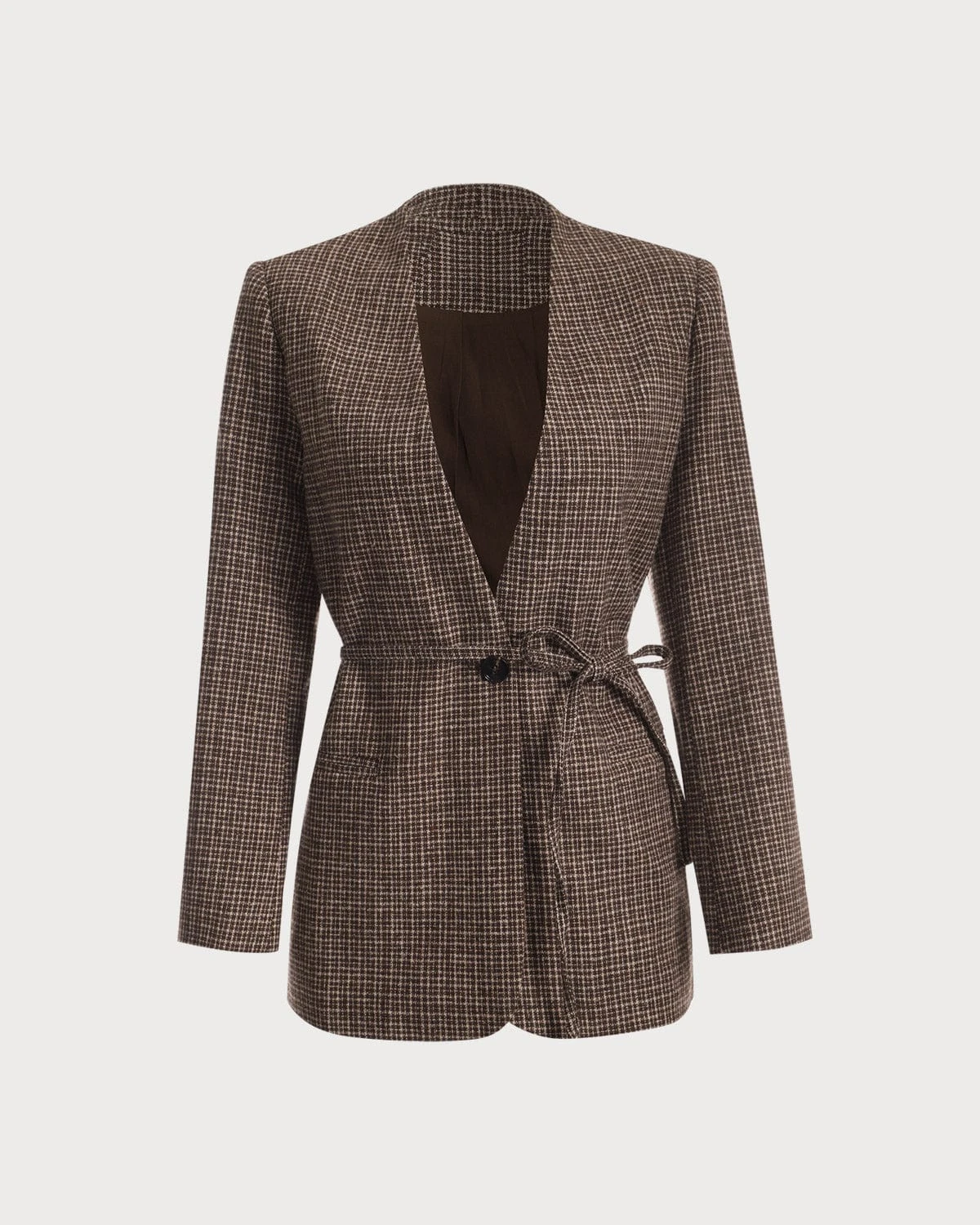 The V Neck Plaid Single Button Blazer 6 The V Neck Plaid Single Button Blazer - Image 6