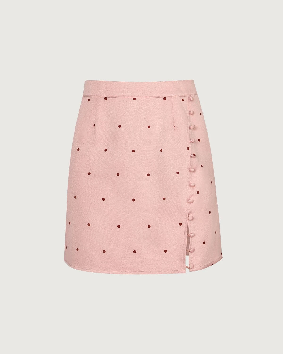 The Pink Polka Dot Button Slit Mini Skirt 6 The Pink Polka Dot Button Slit Mini Skirt - Image 6