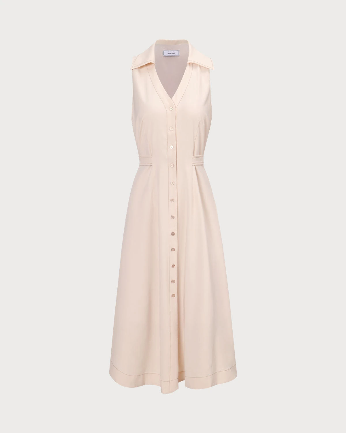 The Beige Collared Sleeveless Shirt Midi Dress 6 The Beige Collared Sleeveless Shirt Midi Dress - Image 6