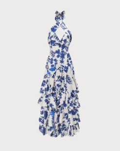 The Blue Halter Cut Out Ruffle Maxi Dress -Deals Dress N Swimwear Store 0 998308a3 c9d2 479b aaad c1346f6033a8