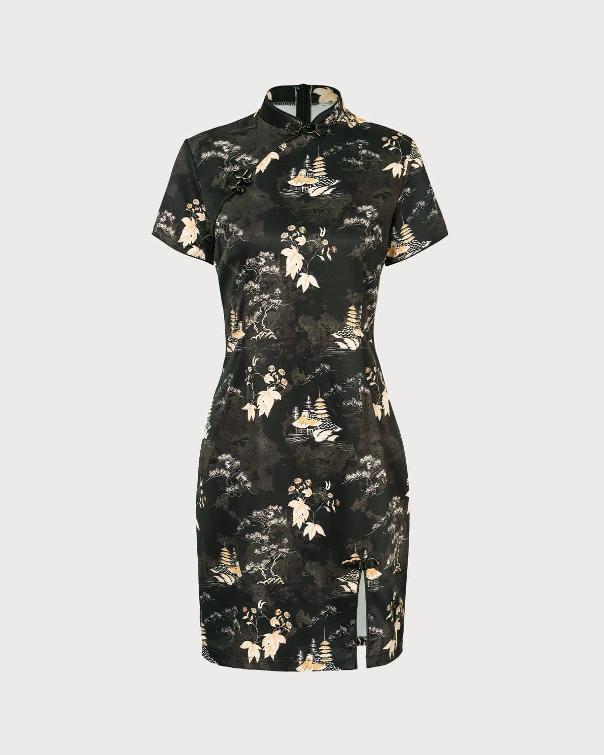 The Black Mandarin Collar Floral Cheongsam 7 The Black Mandarin Collar Floral Cheongsam - Image 7