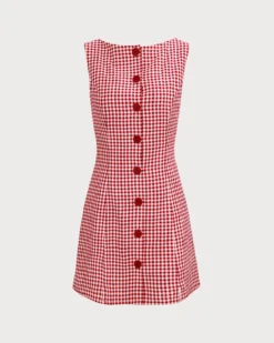 The Red Boat Neck Plaid Mini Dress -Deals Dress N Swimwear Store 0 ac621b75 865f 42f9 8917 5b6c3bca0737