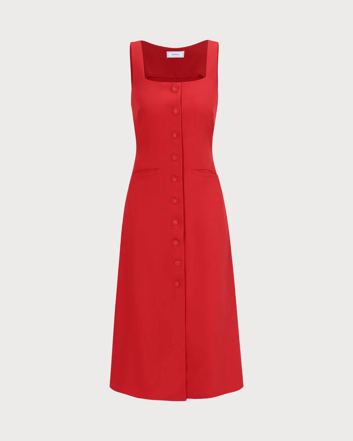 The Red Square Neck Pocket Midi Dress 6 The Red Square Neck Pocket Midi Dress - Image 6
