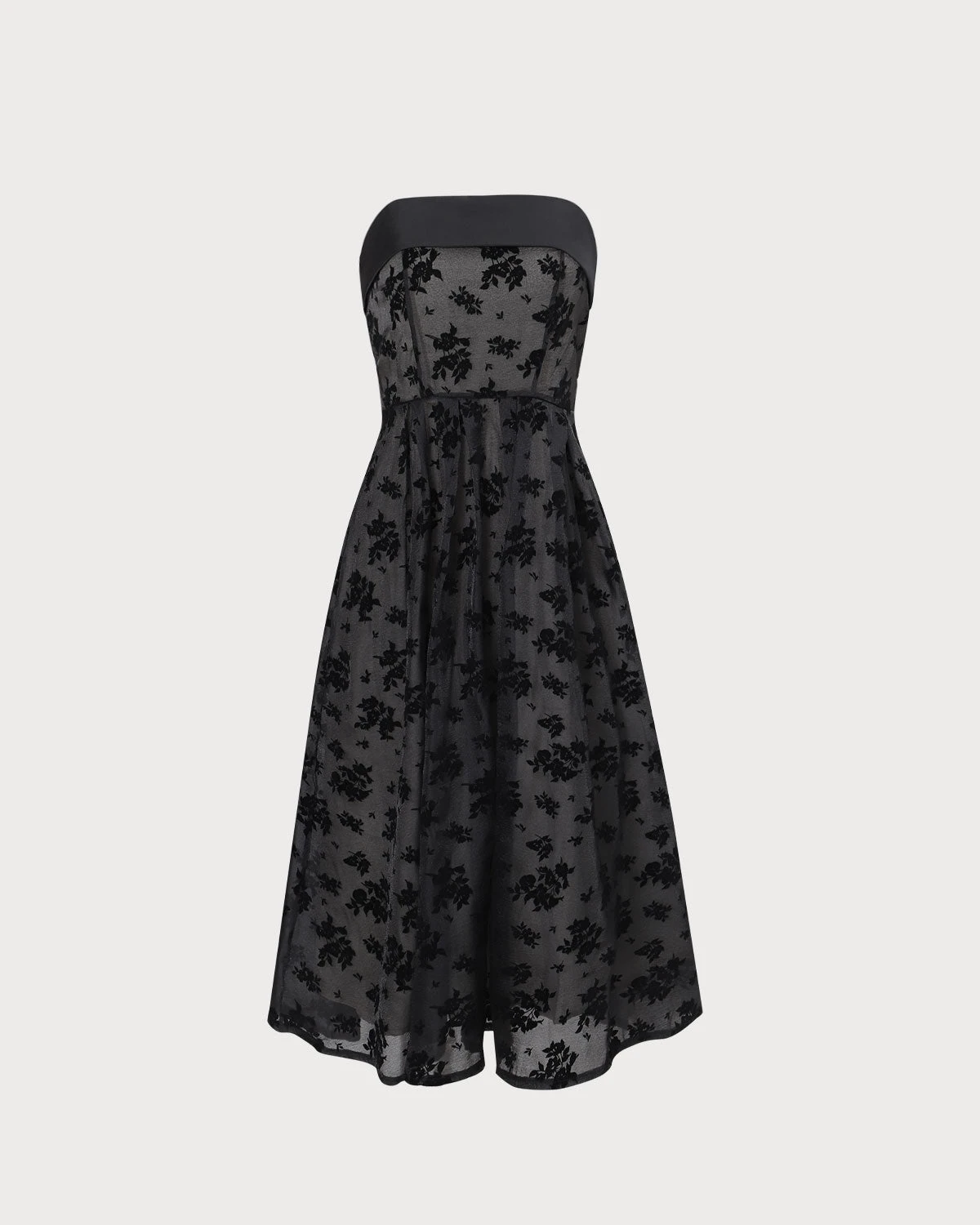 The Black Floral Strapless Midi Dress 7 The Black Floral Strapless Midi Dress - Image 7
