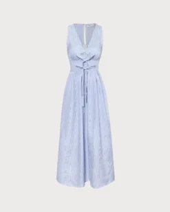 The Blue V Neck Shirred Striped Maxi Dress -Deals Dress N Swimwear Store 0 c1c219f2 237d 400d ad2a a74b9022cfe1