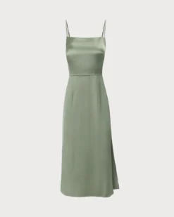 The Green Square Neck Satin Slip Midi Dress 14 The Green Square Neck Satin Slip Midi Dress -Deals Dress N Swimwear Store 0 c32c35fe 4814 4223 8e26 6cf087c93e1e